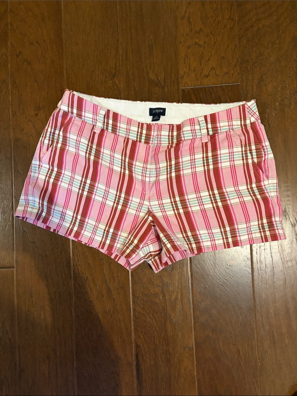 It’s Britney!  J Crew Pink and Red Plaid 100% Cotton Y2K Shorts, Sz 10